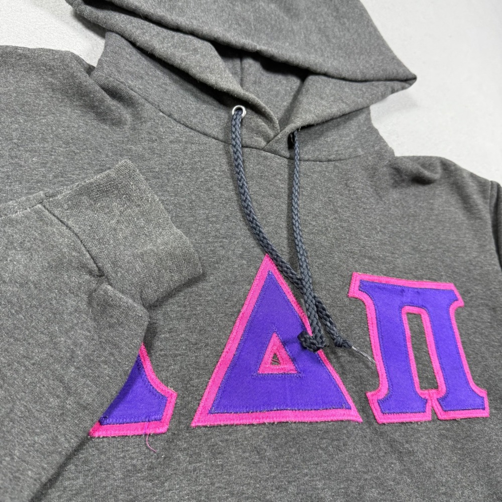 Champion Alpha Delta Pi Sorority Hoodie Gray Purple Pink Greek Letters Small